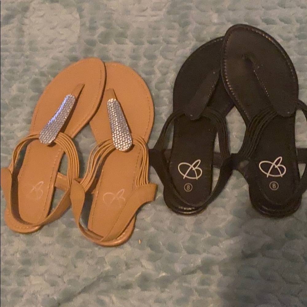 Sandals, black and tan